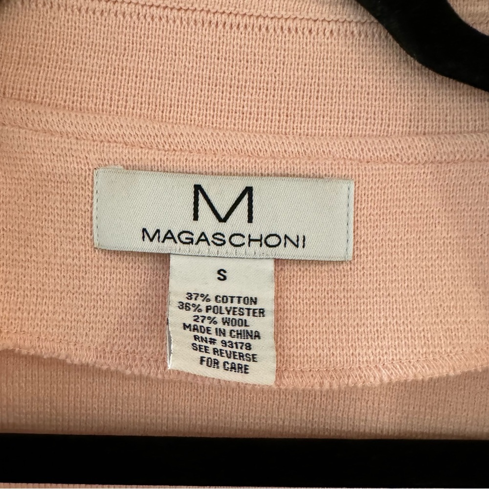 Magaschoni Pastel‎ Petal Pink Open Front Knit Blazer Cardigan Small - Picture 3 of 3